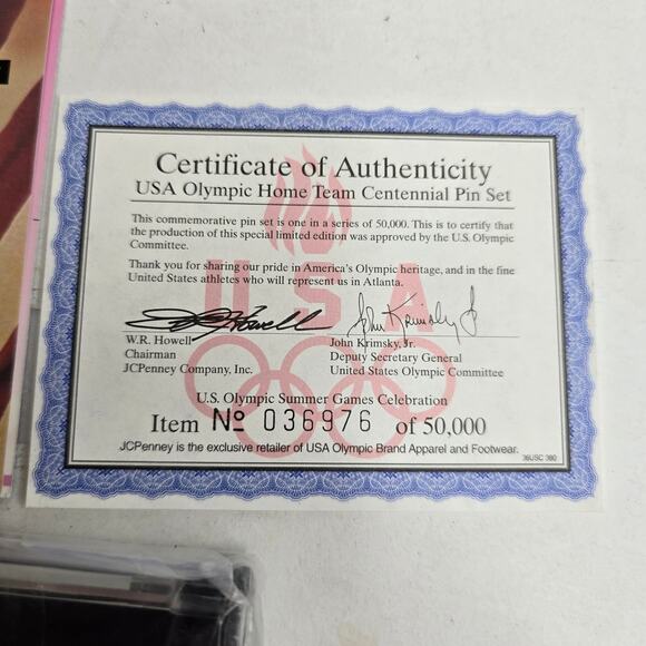 1996 Atlanta Olympic JC Penny Limited Edition Home Team Centennial 3 Pin Set NIB - Picture 7 of 7